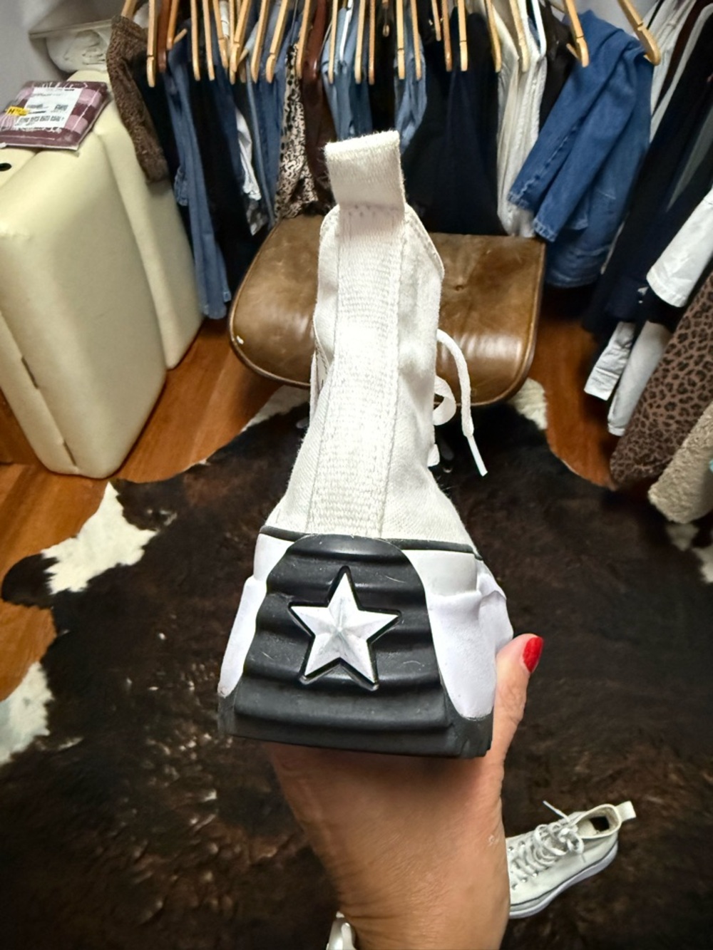 Converse Platform High Top Sneakers in Off-White with Gum Sole - Picture 4 of 9
